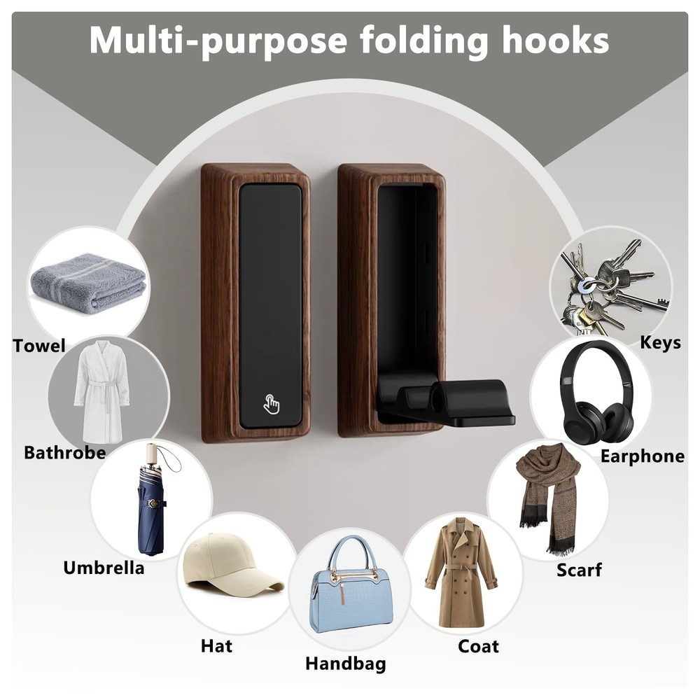 4 Pieces Foldable Wall Hooks, Folding Coat Hooks Bathroom Towel Hooks Clothes...