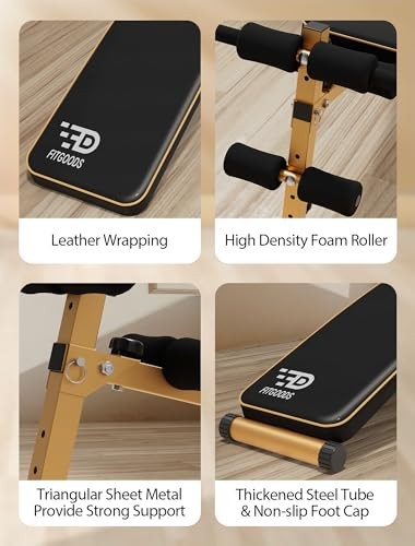 Sit Up Bench, Adjustable Workout Bench for Ab Exercise, Curved Incline/Decline