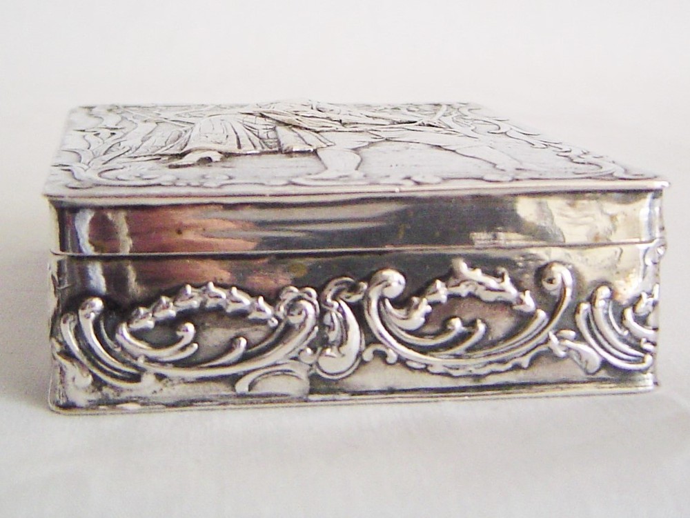 Beautiful Classically decorated German Silver Card holder Box 800 silver
