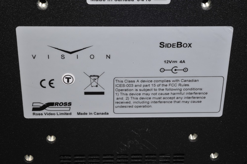 Ross Video Vision Control Panel Audio Control Side Box V-190-SBX