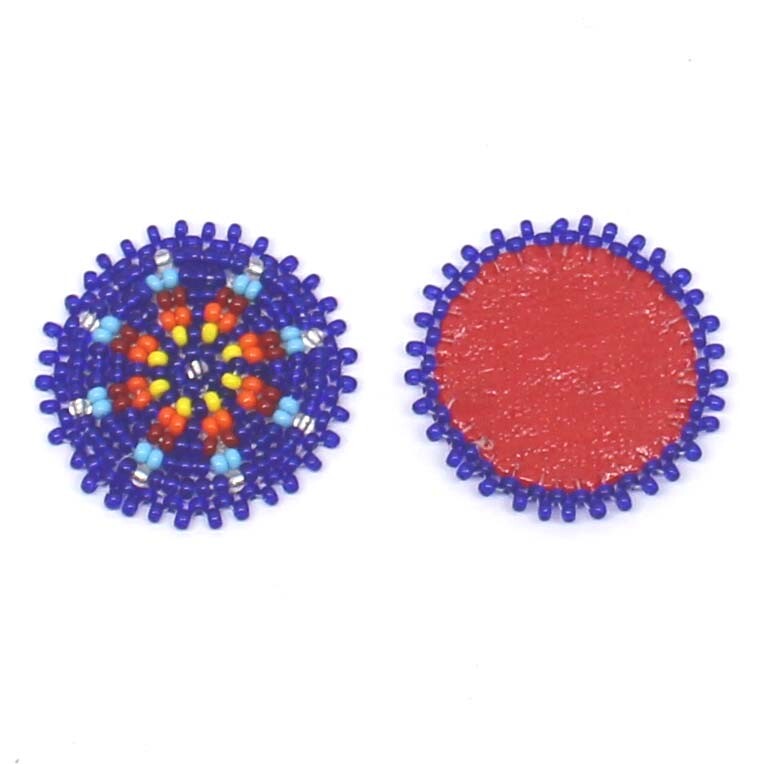 Handmade beaded 2x1.2 inch deep Blue rosette