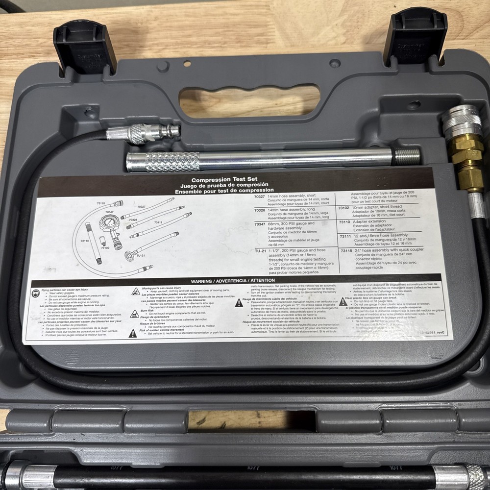 Lang TU-30A Compression Tester Set, Gasoline Engine Testing Kit with Adapters