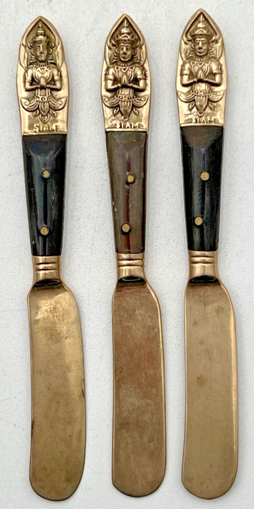 S. SAMRAN THAILAND (4) COCKTAIL MUDDLERS, (1) FORK & (3) KNIFE SPREADERS SIAM