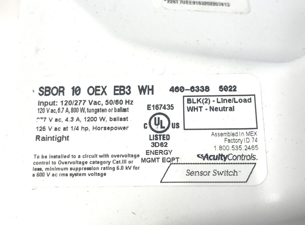 Sensor Switch SBOR 10 OEX D EB3 WH 0V Large Motion Extended Range Mount Sensor