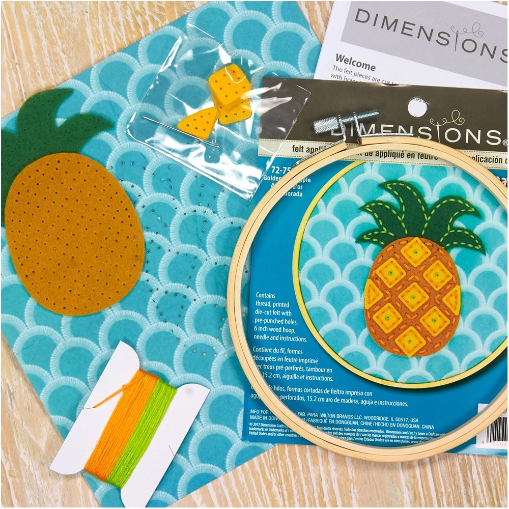 Dimensions Needle Craft Pineapple Wool Felt Applique 6'',
