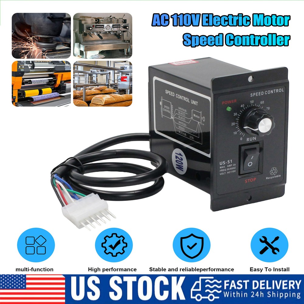 120W DC Motor Speed Controller Micro Gear Sensor AC110V to DC90V Forward Reverse