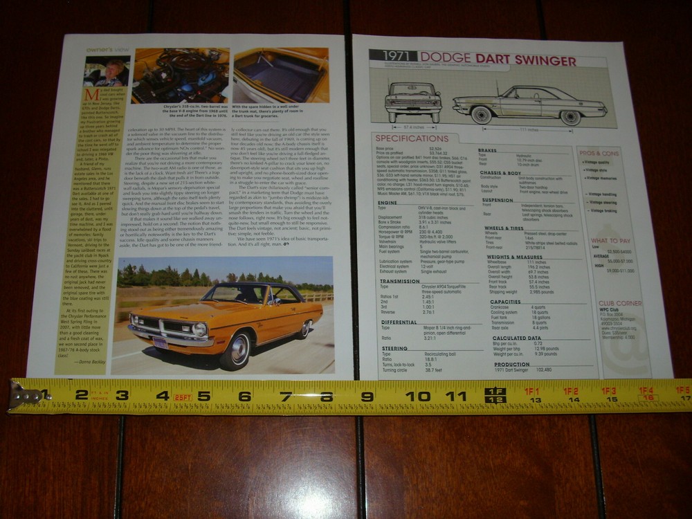 1971 DODGE DART SWINGER ORIGINAL 2010 ARTICLE