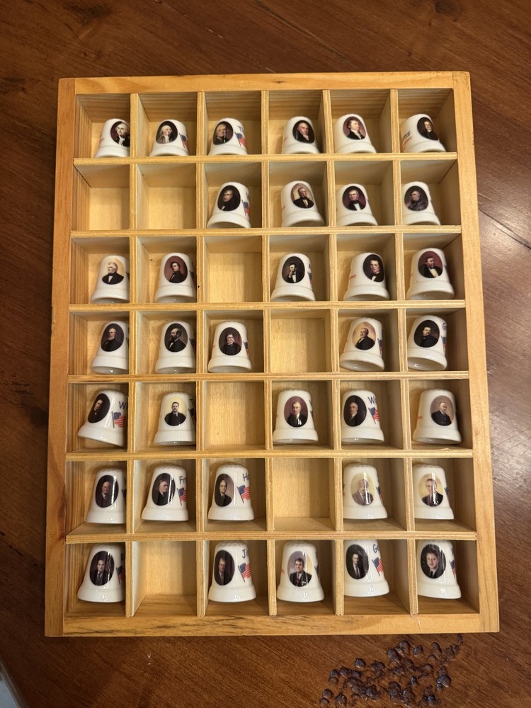 Ceramic Presidential Thimble Set PLUS Wooden Display Case