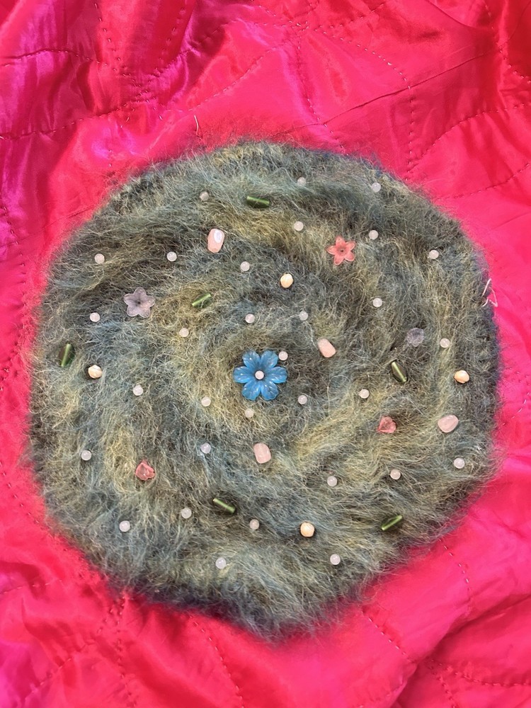 Crocheted Lilypad Beret W/ Beading