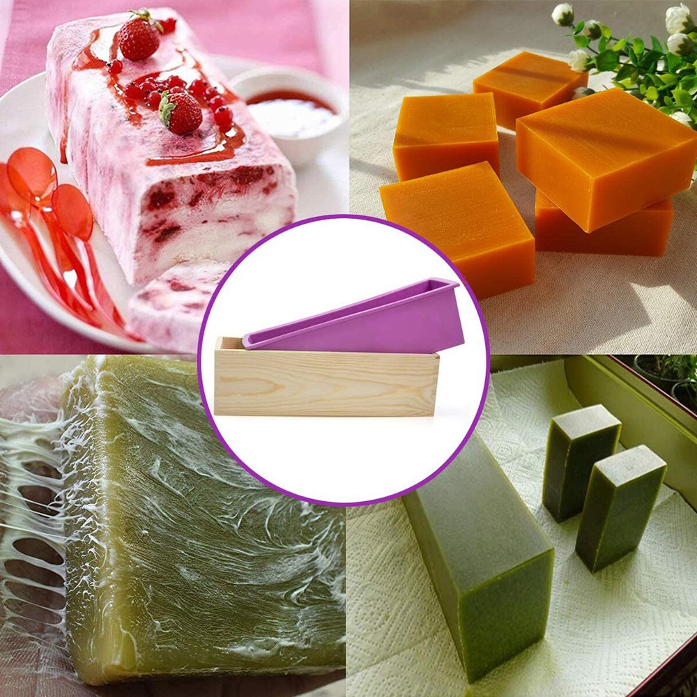 Flexible Rectangular Soap Silicone Mold Wood Box DIY Tool for Soap Cake Making