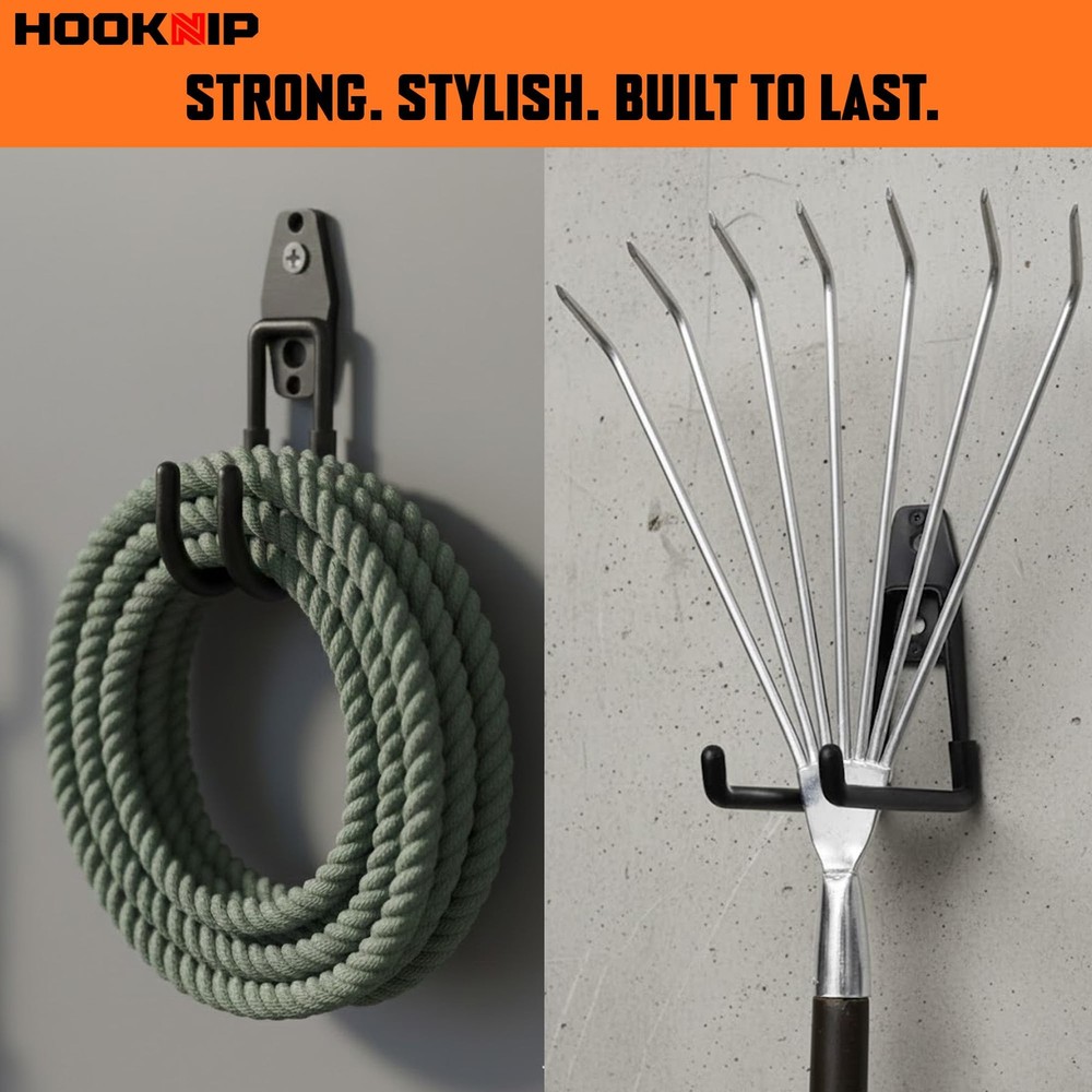 Pack 13 Garage Hooks Heavy Duty | Multi-Sized Wall-Mounted Tool Hangers with ...