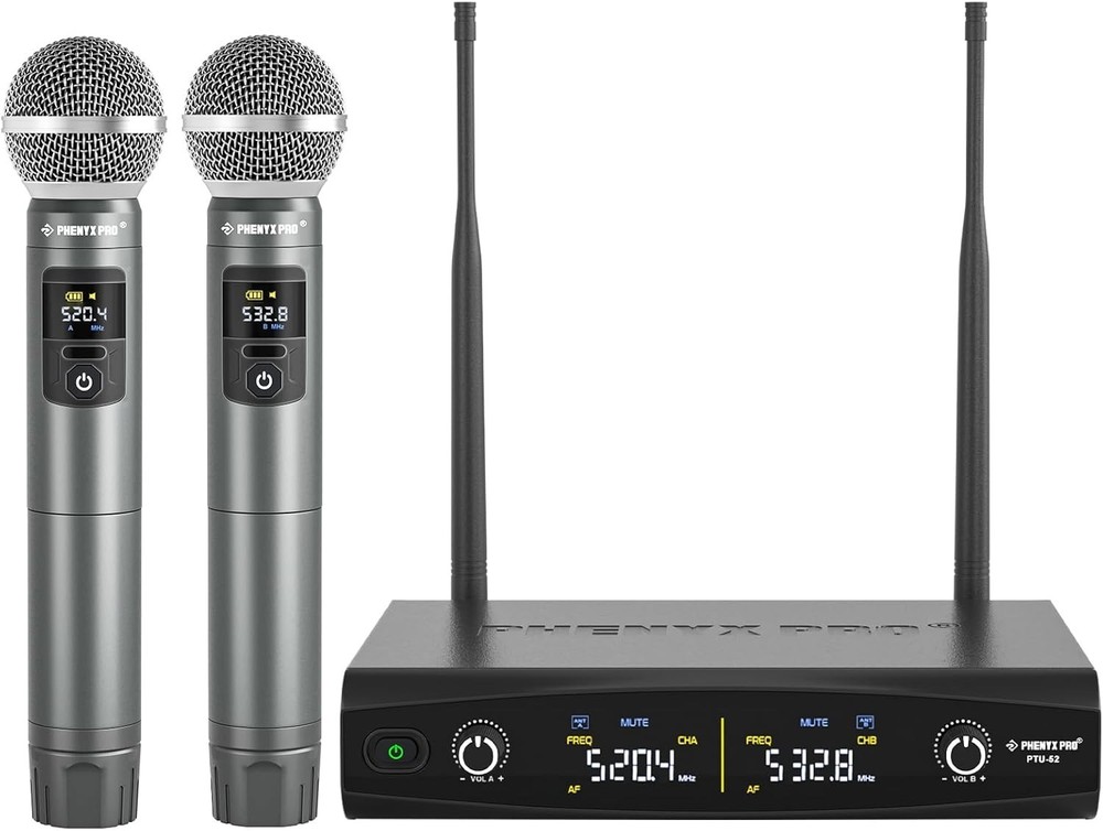 Wireless Microphone System Cordless Dynamic Microphones for Singing, Karaoke