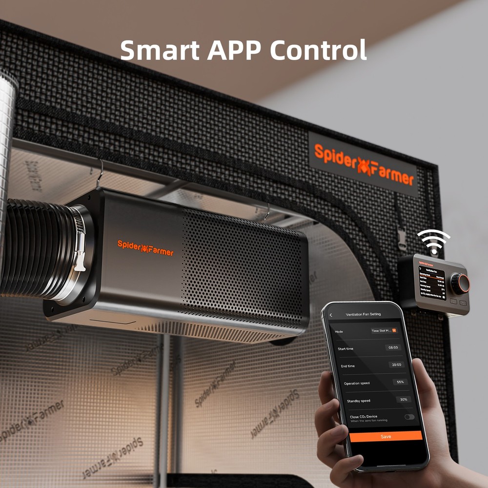 Spider Farmer 6" Inline Fan with Carbon Filter GGS Controller Ventilation System