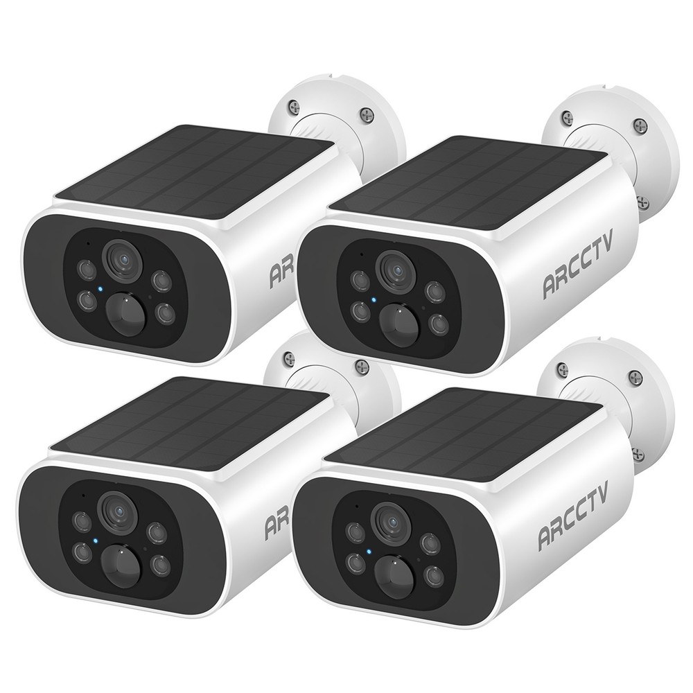 ARCCTV 4 PACK Wireless Security Camera Outdoor Solar Battery Powered Home IP65