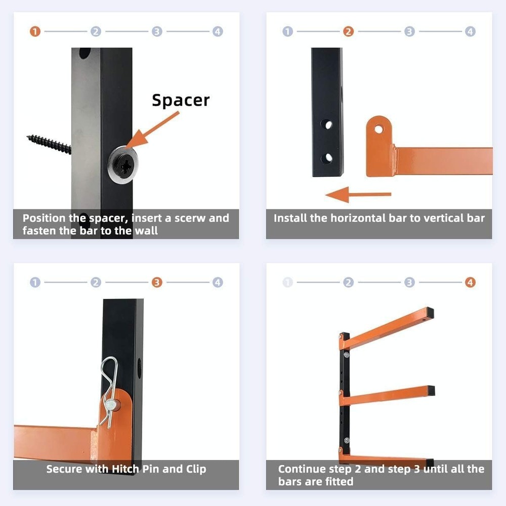 Scratch Resistant Heavy Duty Lumber Storage Rack, 330 lbs Capacity, 4 Pack