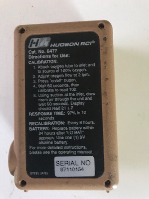 Hudson RCI Cat No 6477 Oxygen Analyzer