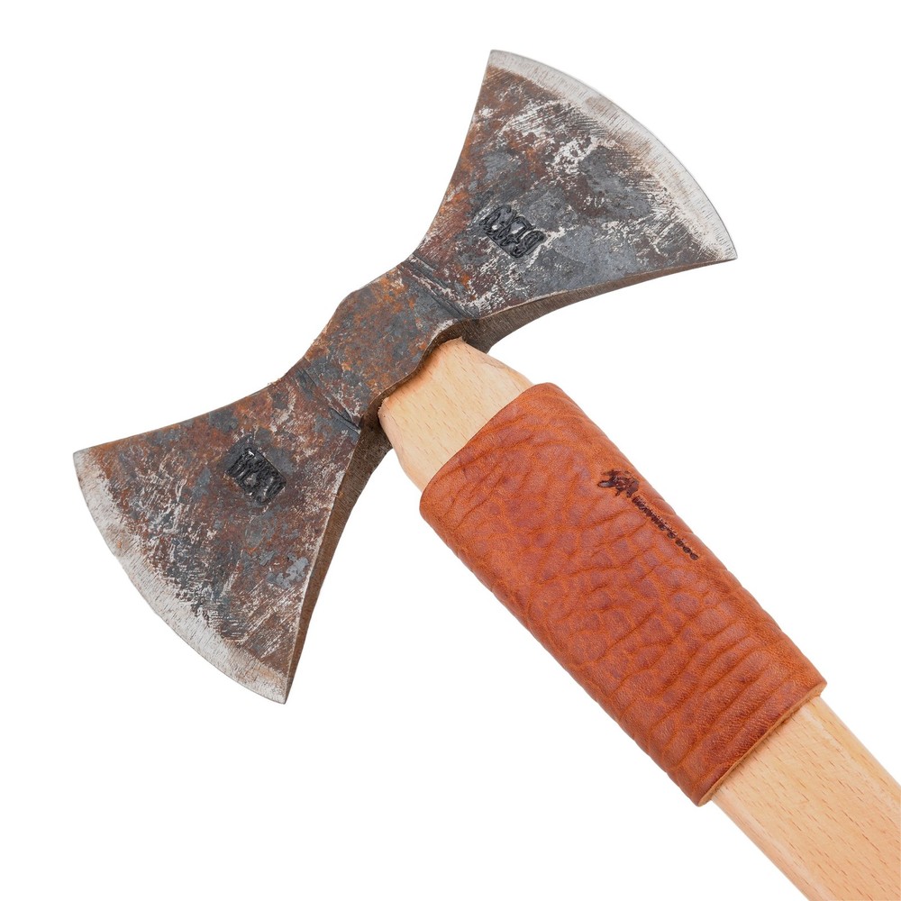 Brown Leather Double Bit Axe Guard Collar Camping Axe Handle Protector