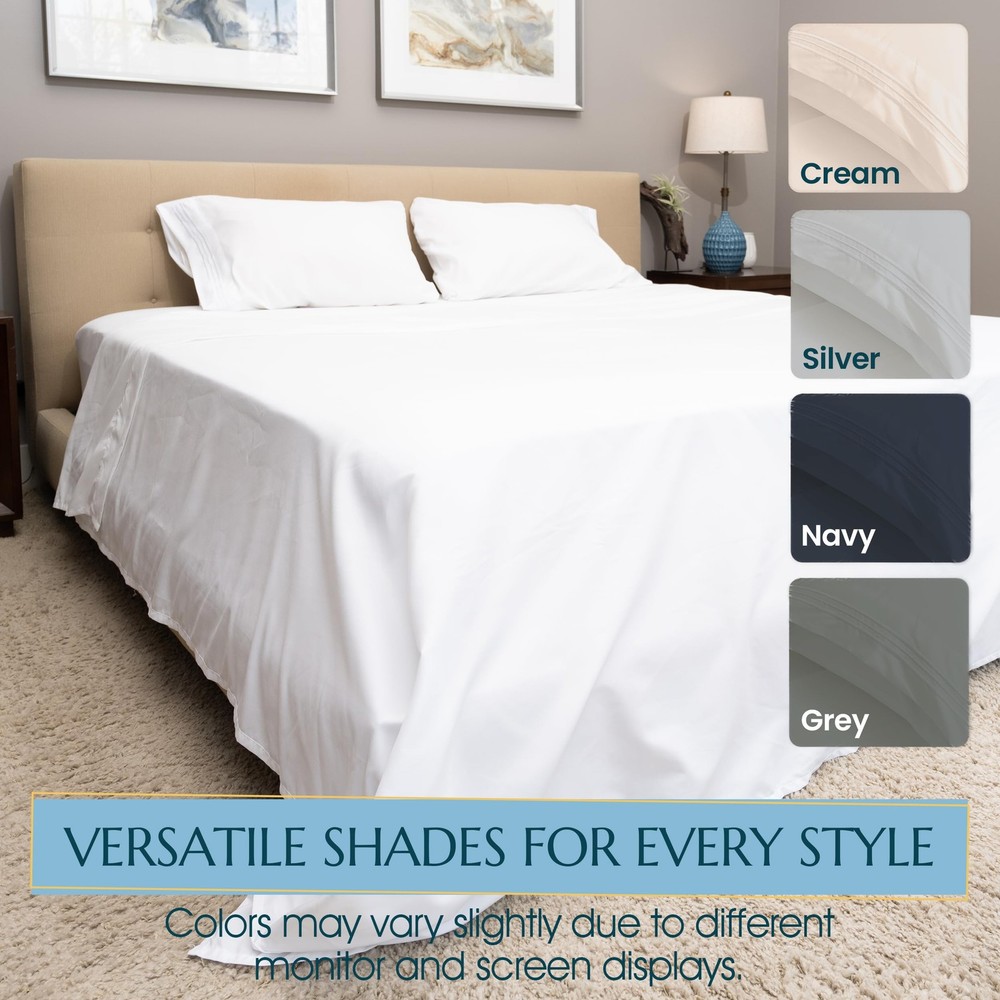 Stych Loom Queen Sheet Set – 4-Piece Soft Microfiber Sheets Set with Flat F...