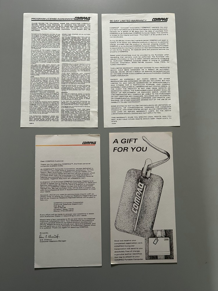 Vintage COMPAQ PLUS manuals – Reference Guides for DOS 2.0, BASIC, OPS – UNUSED