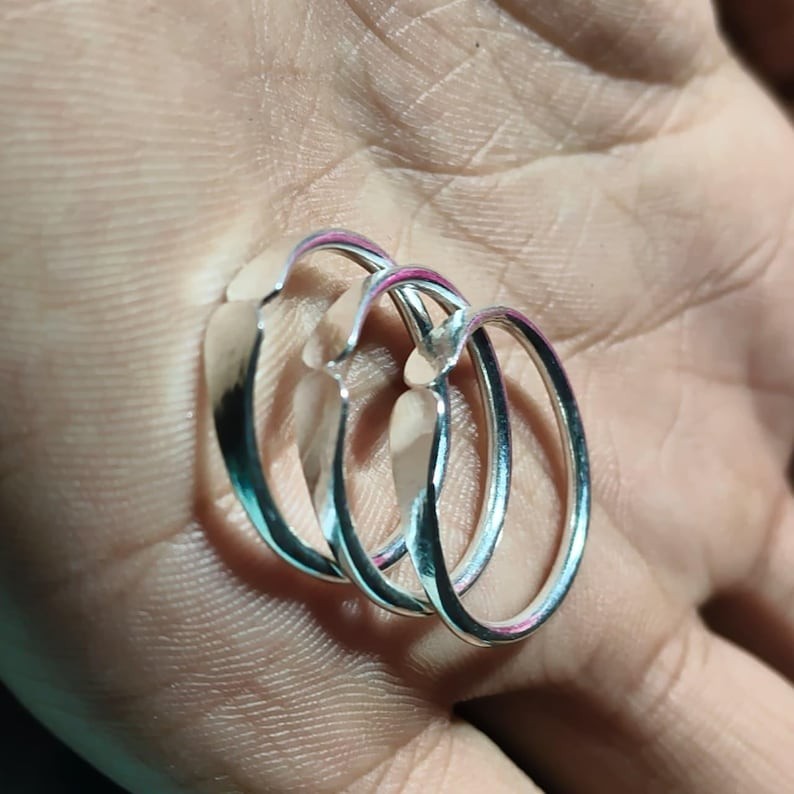 Handmade 925 Sterling Silver Triple Band Ring Adjustable Minimalist Stacking