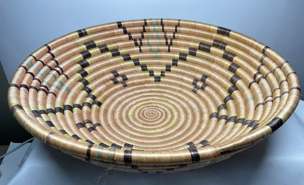 12" Handwoven Coiled Basket Unknown Origin