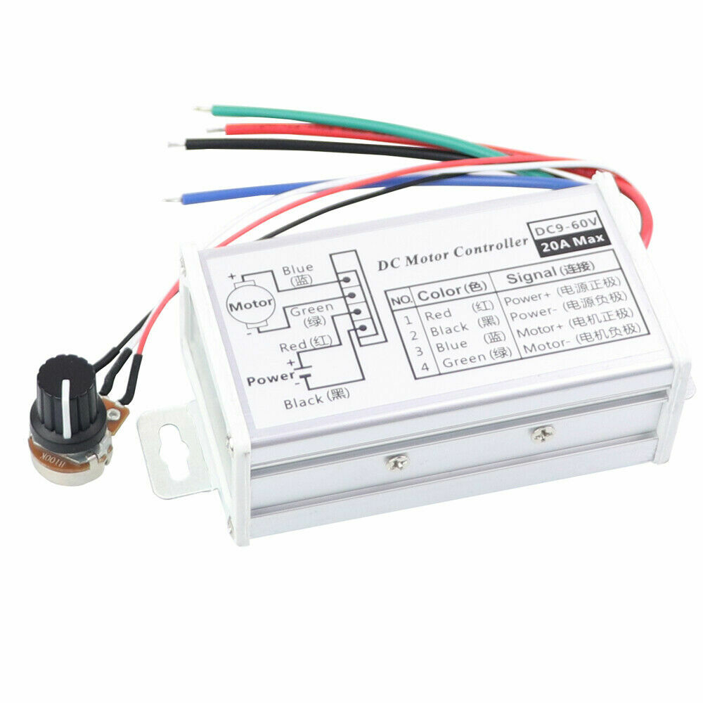 12V 24V Max 20A PWM DC Motor Stepless Variable Speed Control Controller Switch