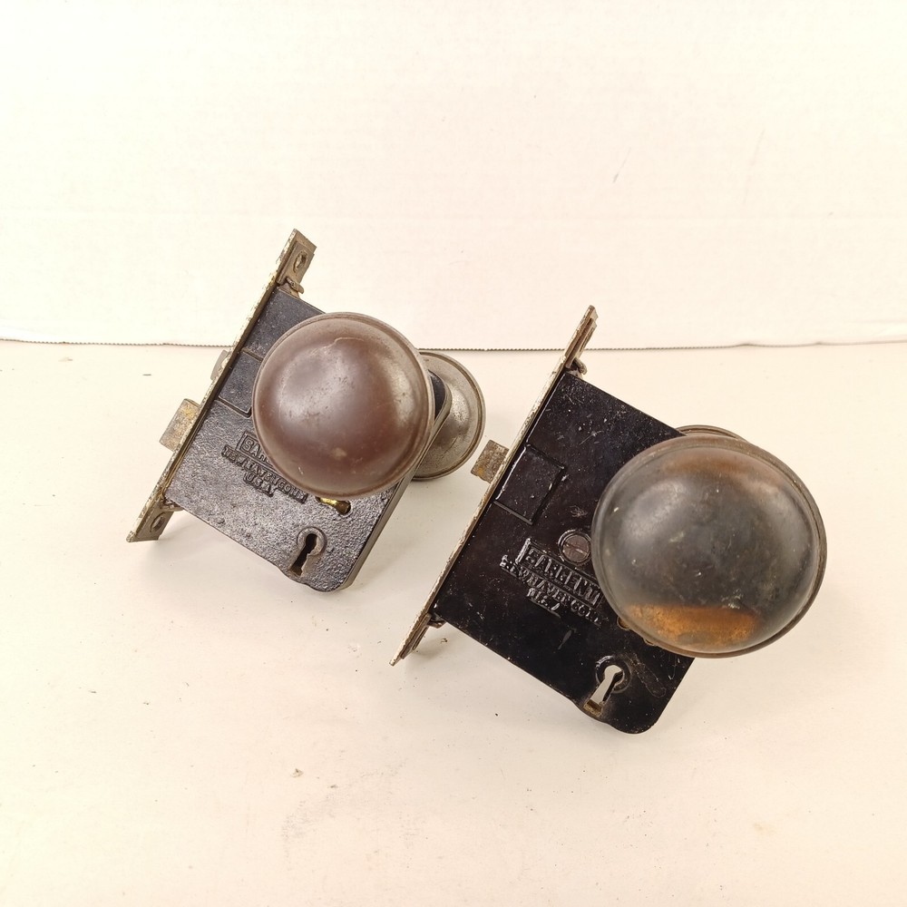 2 Vintage Sargent Mortise Door Lock Hardware With Knobs No Key