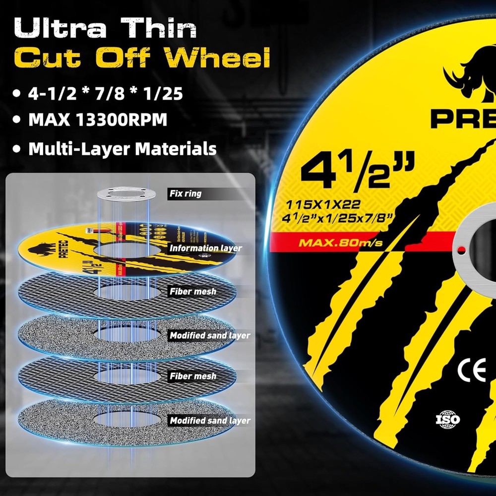 High Performance Grinding Wheels - 3 Pack 4.5" Durable Discs