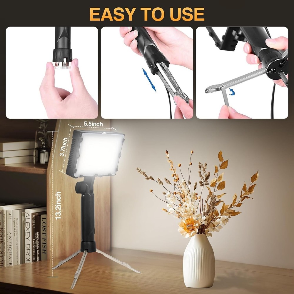Continuous LED Studio Lighting Kit - 60 LEDs, 15W Brightness, Portable Design