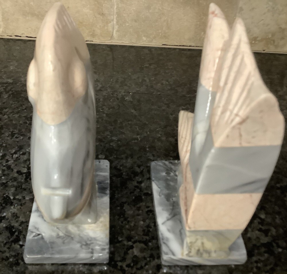 Pair of Marble Stone Fish Bookends
