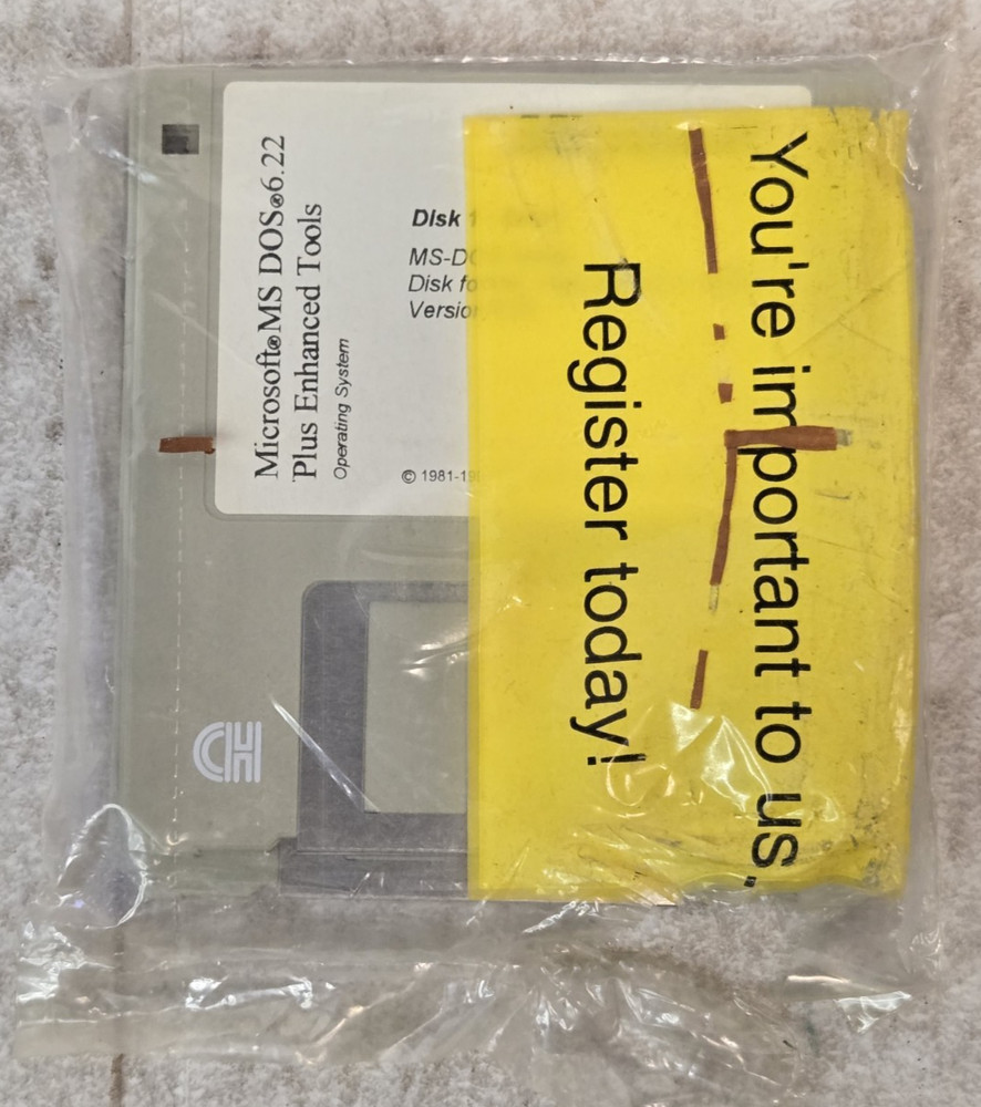 1994 Microsoft MS-DOS 6.22 Plus Enhanced Tools Genuine 3.5" Disks
