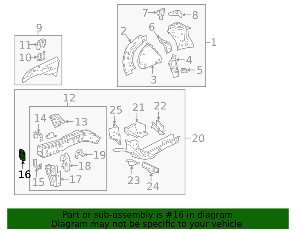 Genuine GM Passenger Side Frame Rail End 84461490