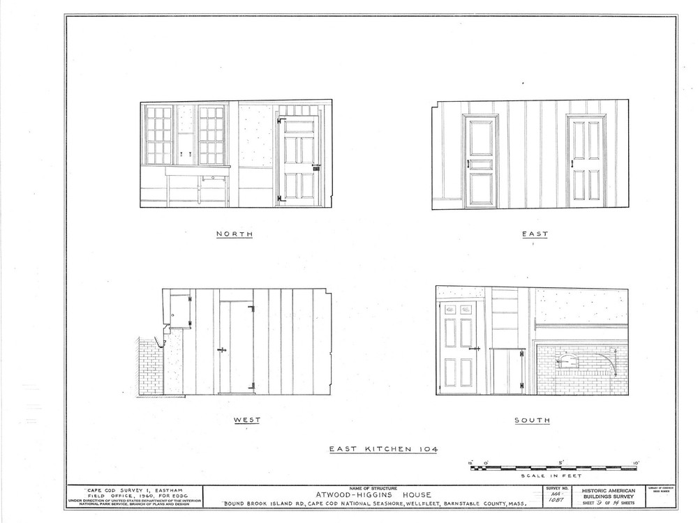 Cape Cod colonial house, 3 bedroom floor plan, architectural drawings & details