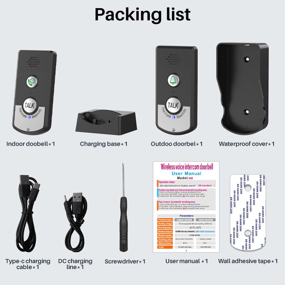 Intercoms Wireless for Home, 1500 Meters 2 Charging Methods Wireless...