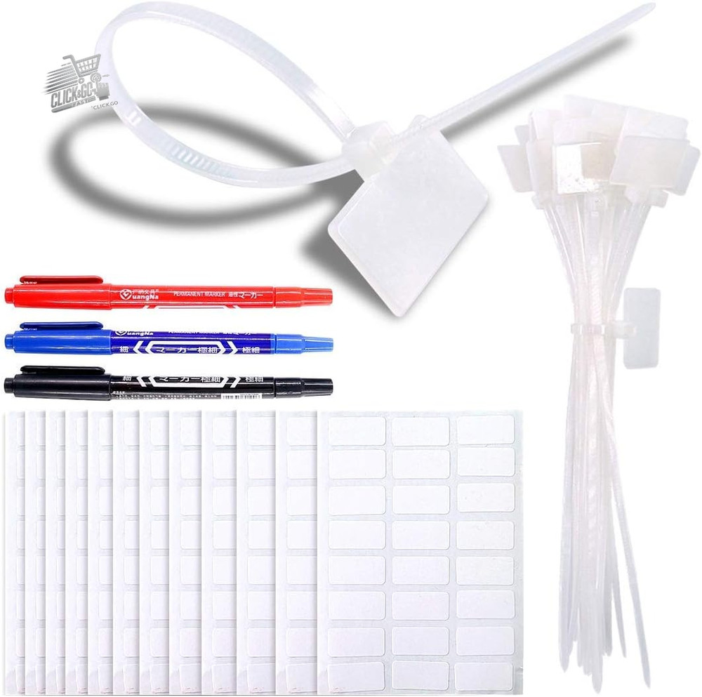 200 15.2cm Self-Locking Nylon Cable Ties, Writing Labels