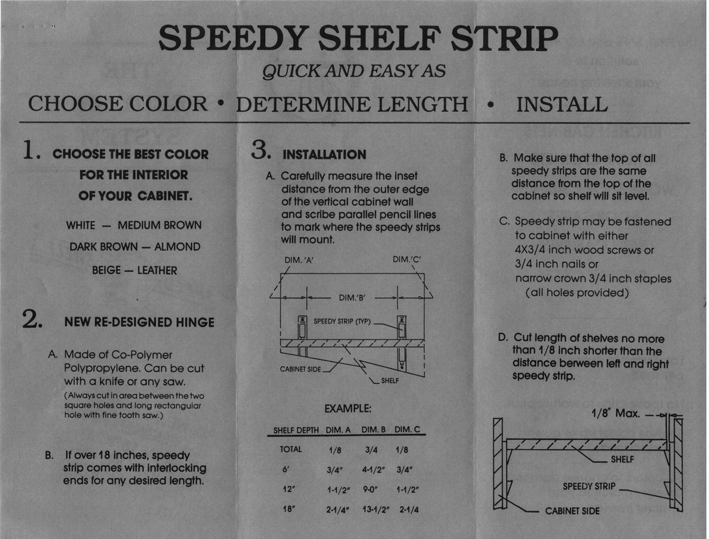 MONTEREY #118-P-WHITE PLASTIC SHELF SUPPORT STRIP, 18" LENGTH, STACKABLE