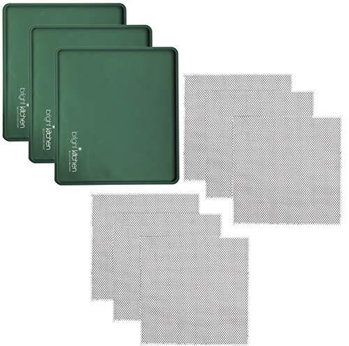 3 Edge Fruit Leather Silicone + 6 Mesh Screen Dehydrator Sheets Compatible With