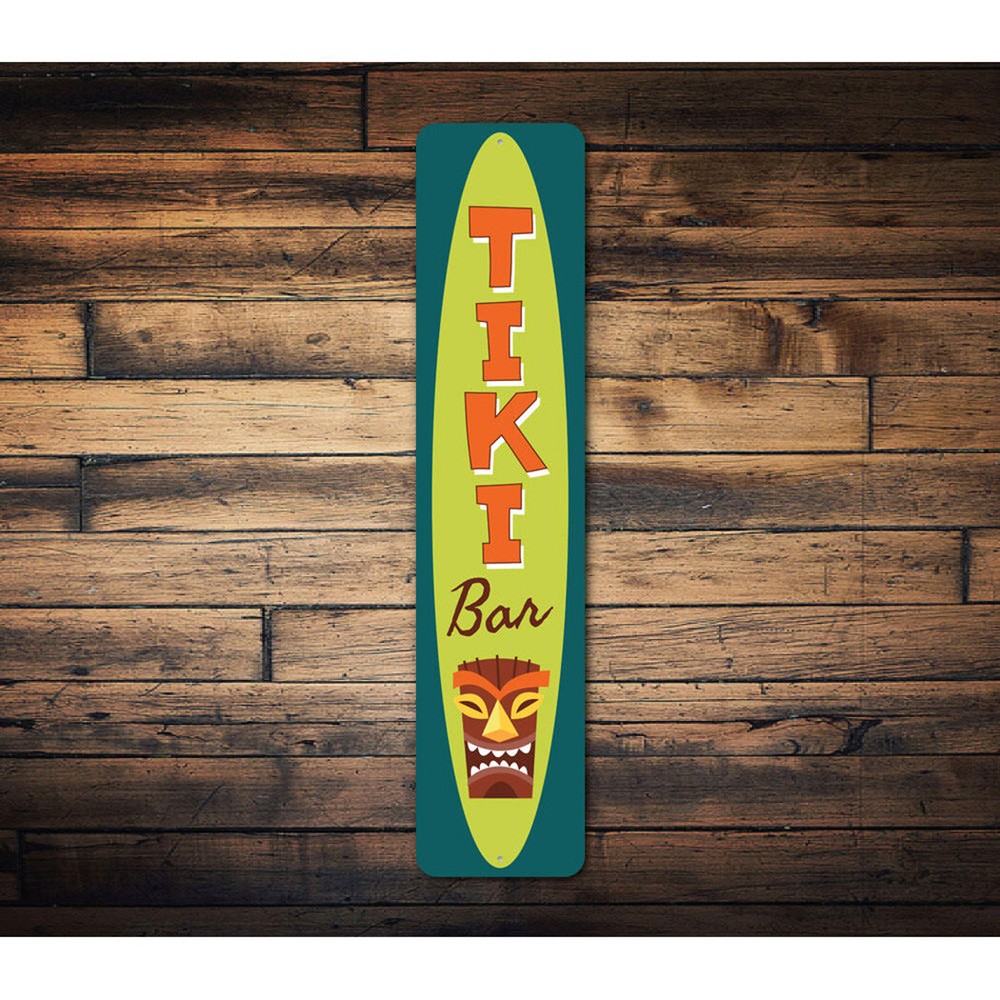 Vertical Tiki Metal Sign