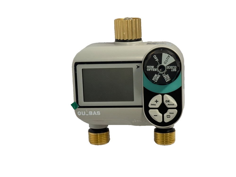 Quobas Digital Water Timer 2 Zone Irrigation Controller LCD Display Garden Set