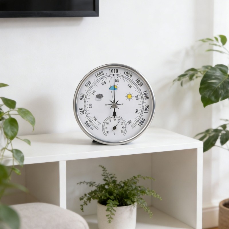 Accurate Double Function Barometer Thermometers Compact Design Perfect For