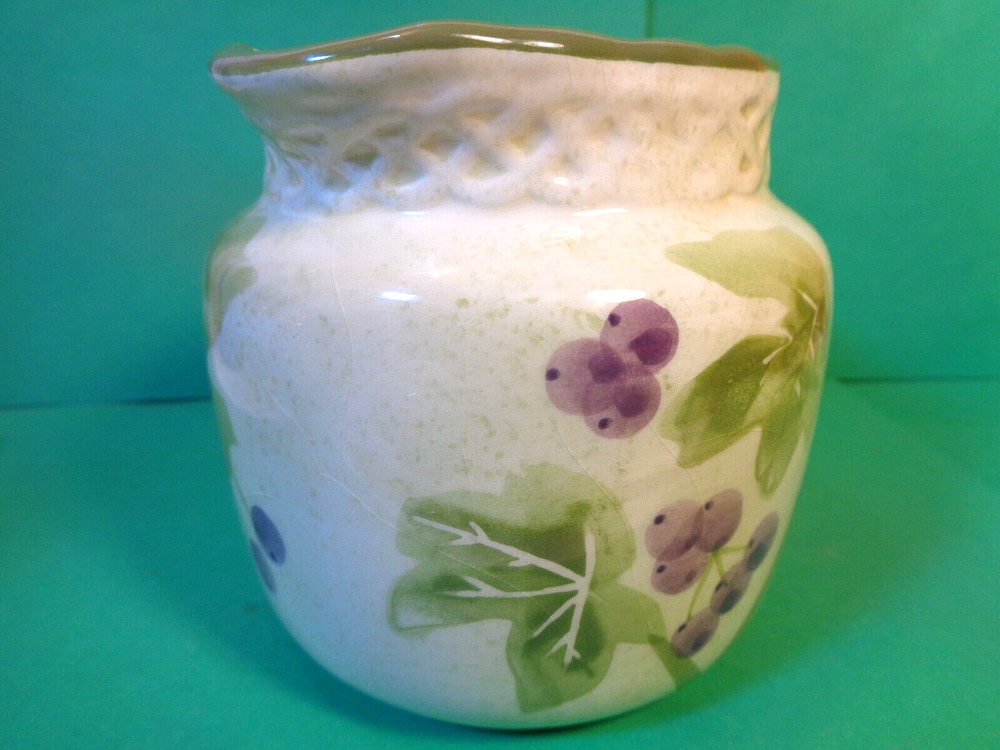 Grape Vine Pattern Ceramic Creamer, 3 7/8" Tall, Jay Imports (Used/EUC)