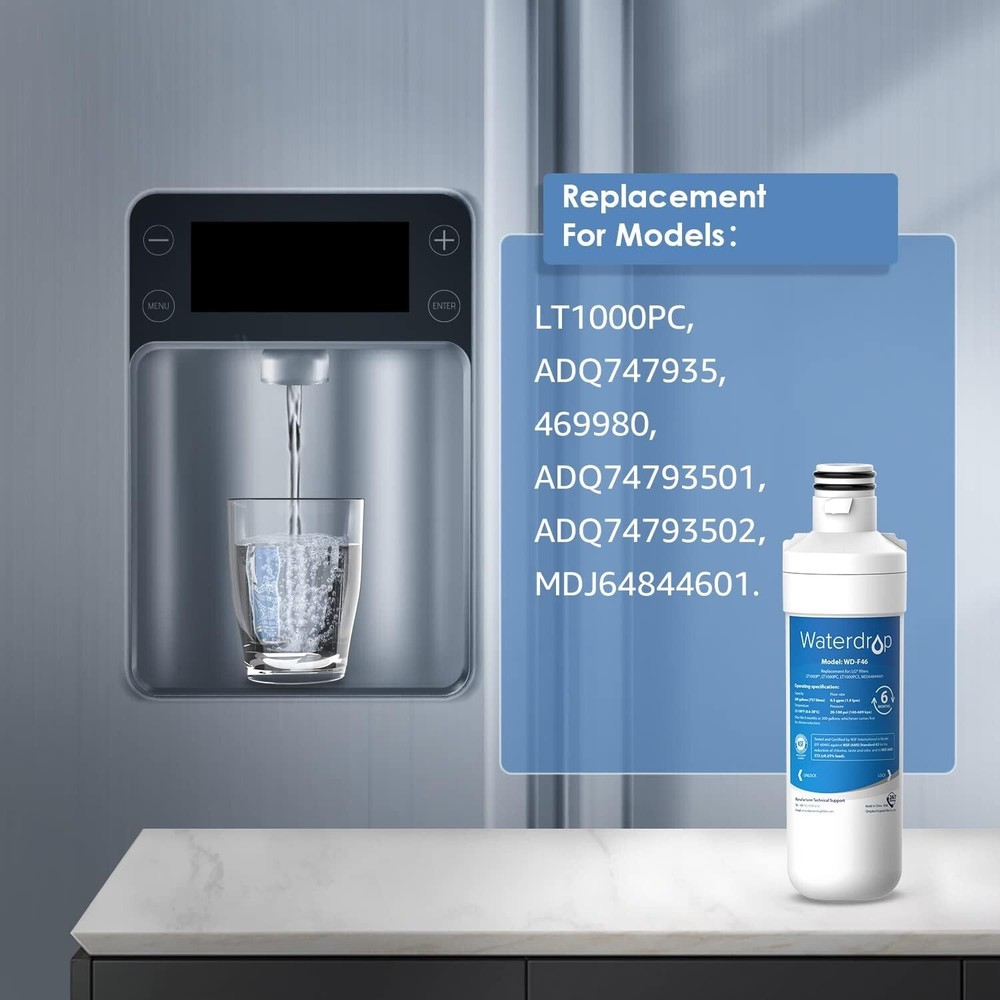 Waterdrop Replacement for LG® LT1000P® Refrigerator Water & Air Filter，6 Combo
