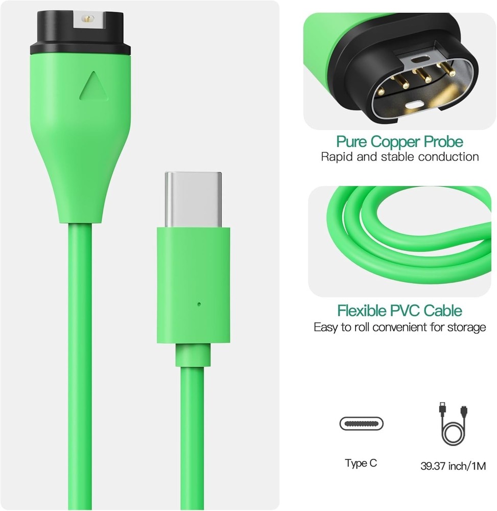 Compatible with Garmin Watch Charger Cable (USB C - 2 Pack)