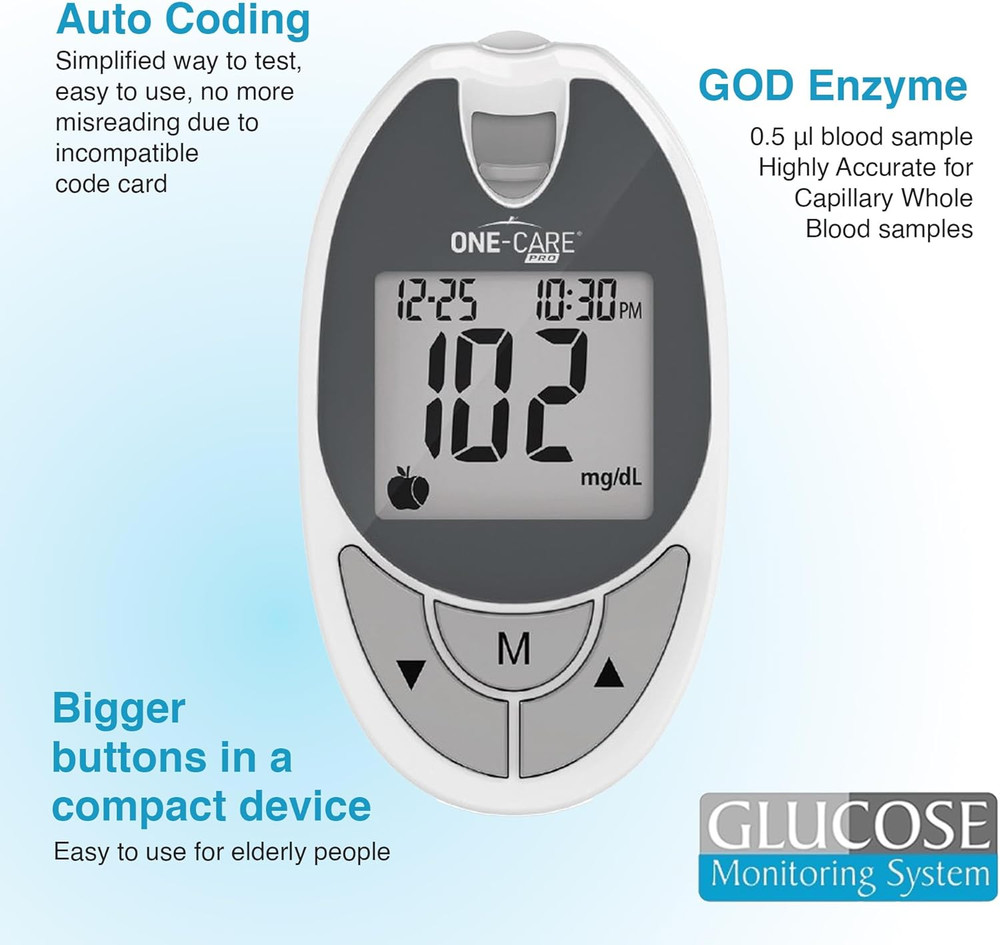 Glucose Monitoring System with Glucometer, 10 Test Strips, Lancing Dev
