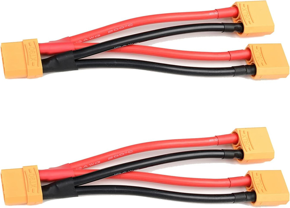 2-Pack XT90 Plug Parallel Battery Connector Cable 1-Female to 2-Male Parallel Ad