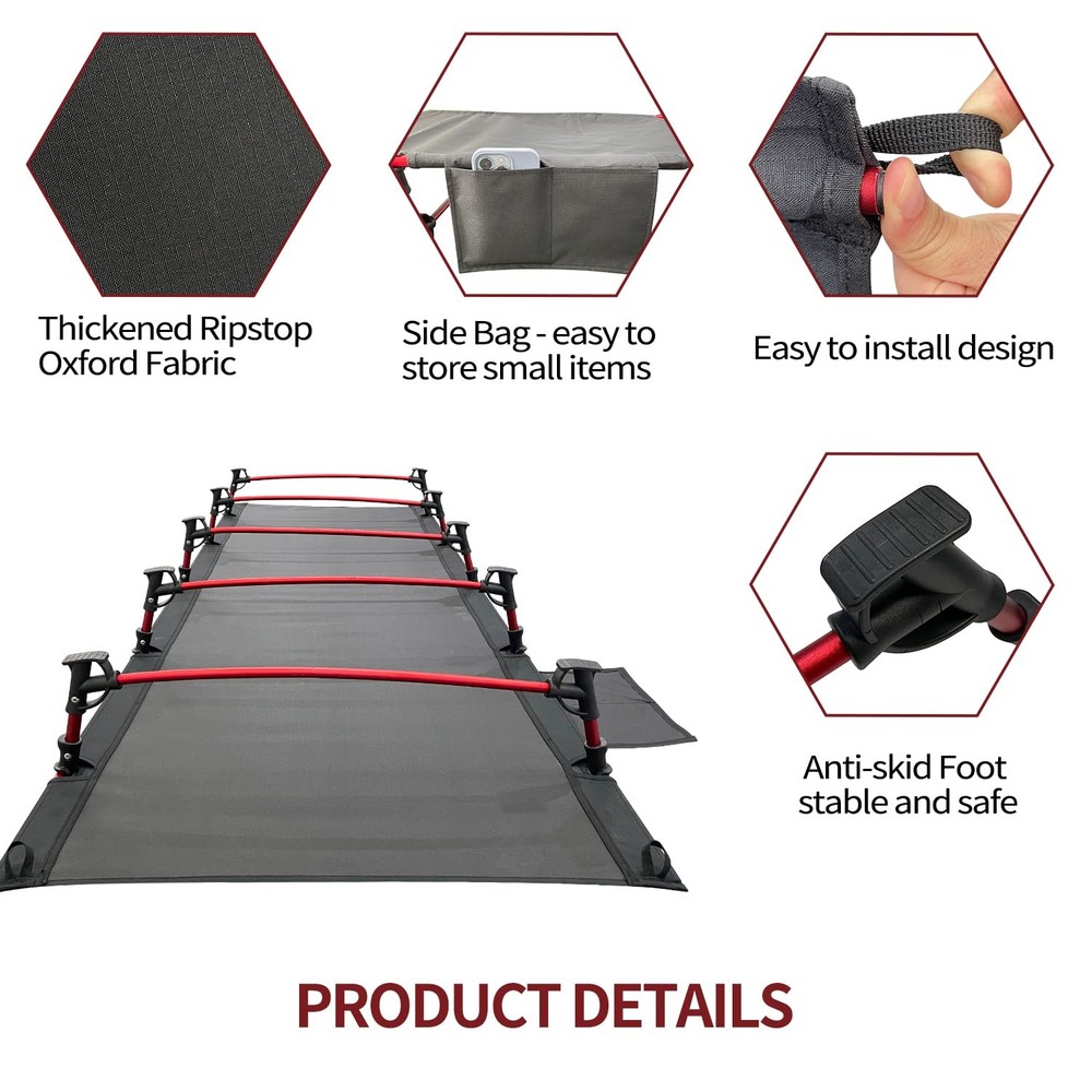 Portable Camping Cot Sleeping Cot Ultralight Backpacking Cot Bed for Outdoor ...