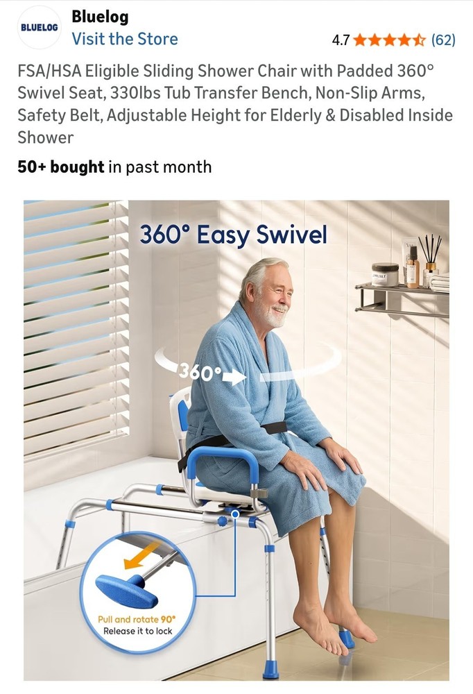 Blue White Adjustable Transfer Bench with Armrest Backrest Plastic Aluminum