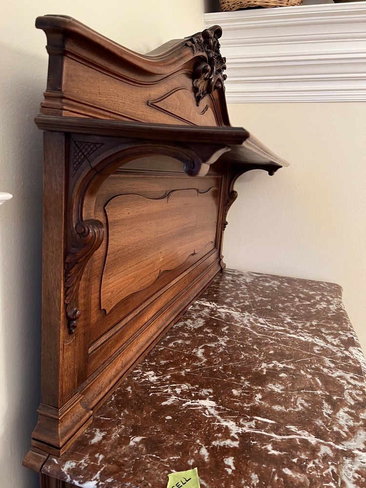 Antique Serving Hutch with Marble Top