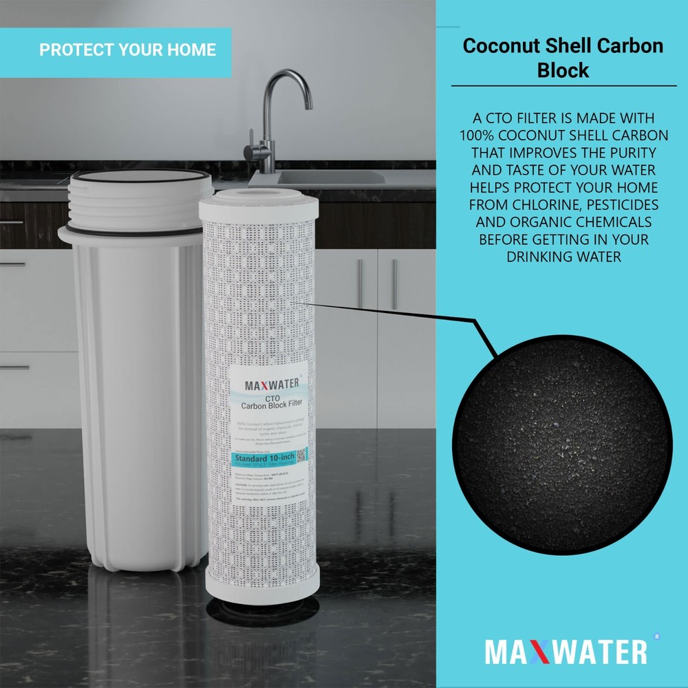25 Pack 10" x 2.5" Coconut Shell CTO Carbon Block Water Filter, RO & Whole house