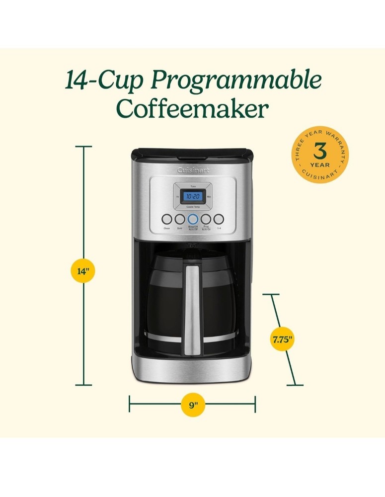 Cuisinart 14 Cup Programmable Drip Coffee Maker Stainless Steel
